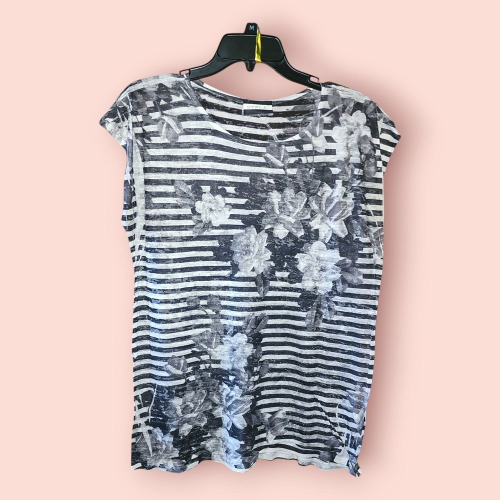 ^ Geri C Floral Striped Blouse